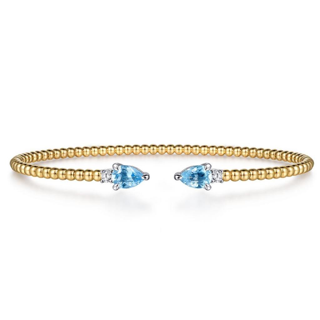 Gabriel & Co 14K Two Tone Blue Topaz and Diamond Bujukan Bangle BG4718-62M45BT