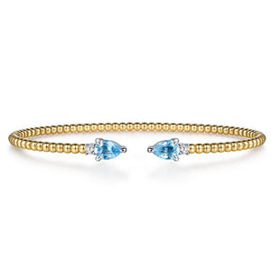 Gabriel & Co 14K Two Tone Blue Topaz and Diamond Bujukan Bangle BG4718-62M45BT