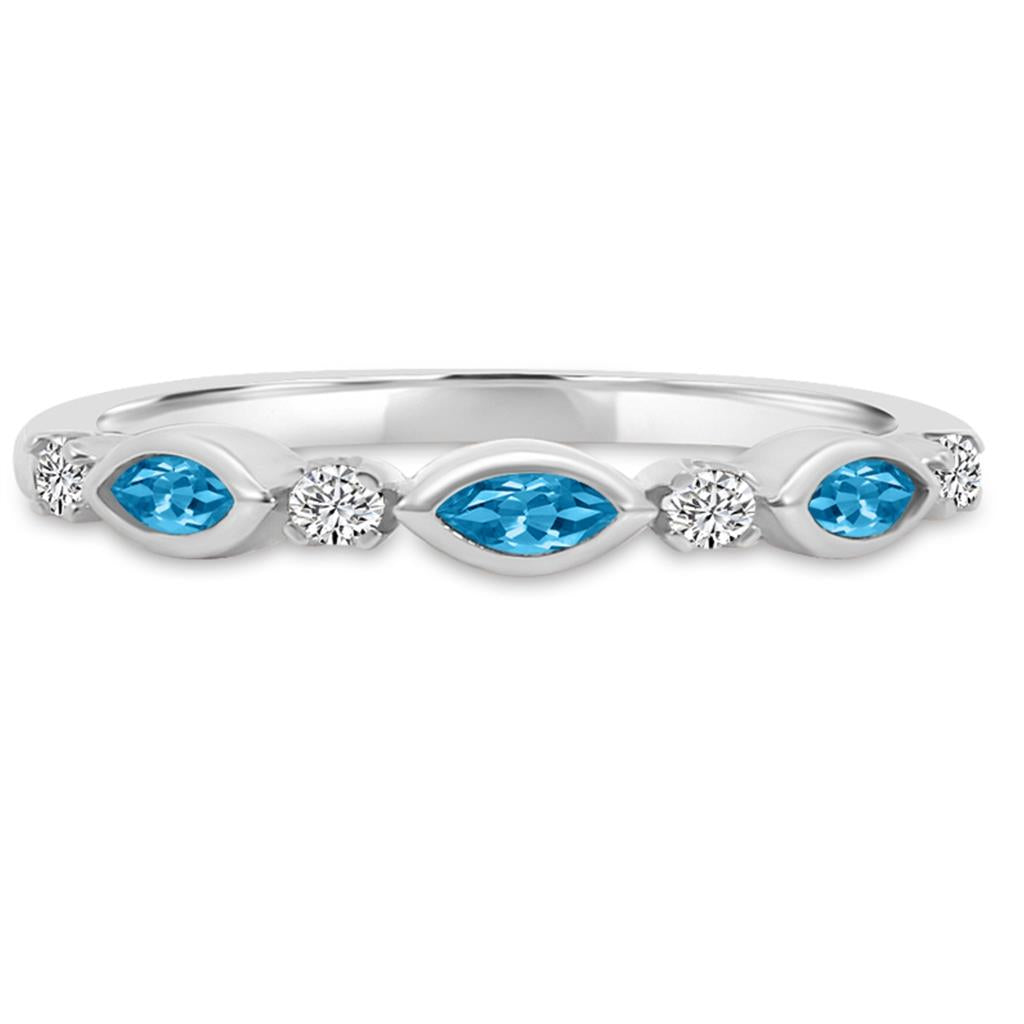 10K White Gold Diamond and Blue Topaz Ring M13R2353V0910-BT