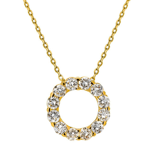CW Signature 18K Yellow Gold Medium Circle Diamond Pendant P0334Y