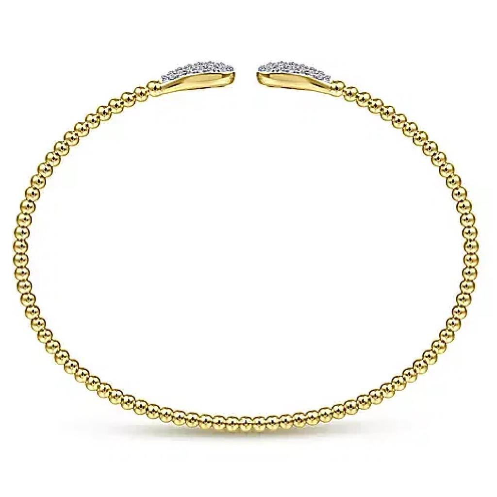 Gabriel & Co 14K Yellow Gold Teardrop Diamond Cluster End Bujukan Bangle BG4230-62Y45JJ