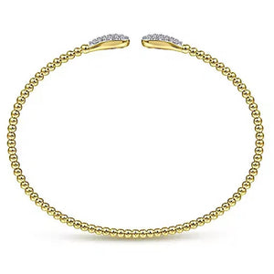 Gabriel & Co 14K Yellow Gold Teardrop Diamond Cluster End Bujukan Bangle BG4230-62Y45JJ