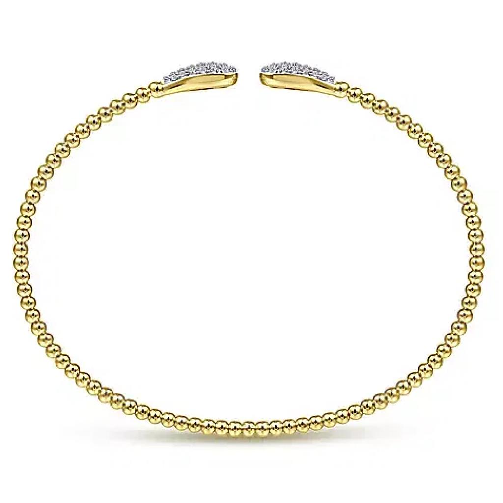 Gabriel 14KY Teardrop Diamond Cluster End Bangle BG4230-62Y45JJ