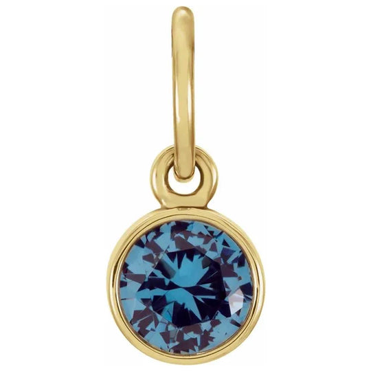 14K Yellow Gold Imitation Blue Zircon Charm 86179:134:P