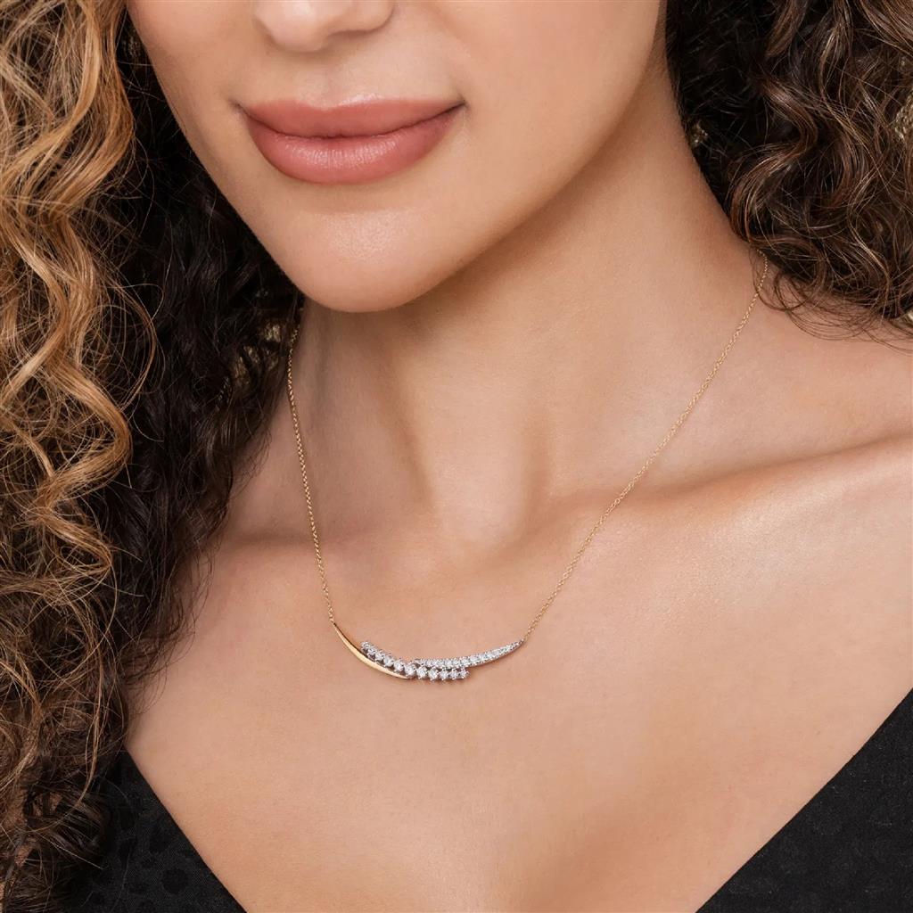 Gabriel & Co 14K Two-Tone Crossover Diamond Bar Necklace NK8040M45JJ