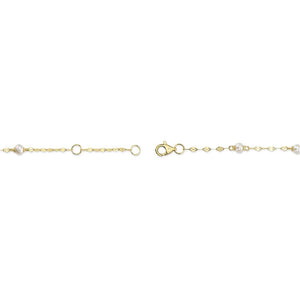 Shy Creation 14K Yellow Gold Cultured Pearl Sparkle Chain Bracelet SC55029215