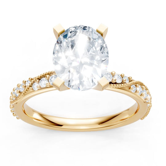 14K Yellow Gold Diamond Hidden Halo Vine Inspired Mounting 63261D-4Y-1/4