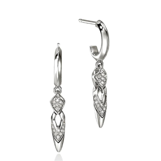 John Hardy Sterling Silver Naga Diamond Pave Drop Earrings EBP603982DI