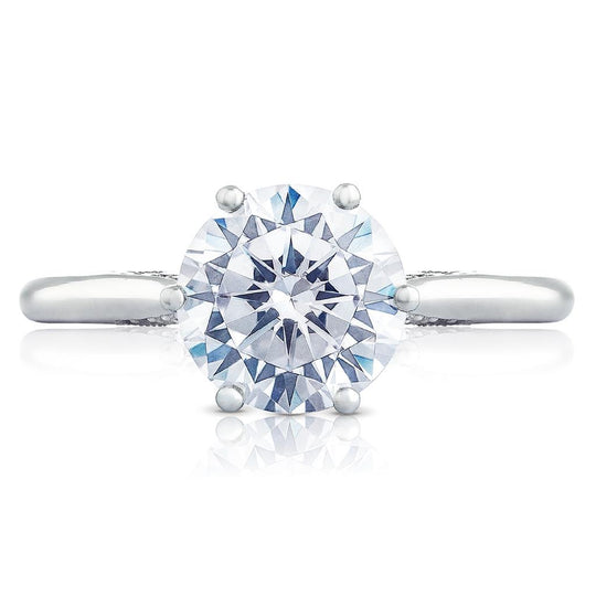 Simply Tacori 18K White Gold Solitaire Engagement Ring 2650 RD 6.5 W