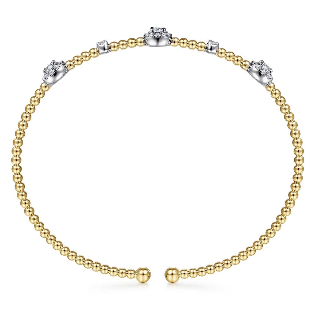 Gabriel & Co 14K Two-Tone Bujukan Diamond Cluster Station Bangle BG4440-62M45JJ