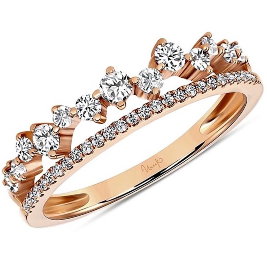 Uneek 14K Rose Gold Double Row Diamond Band LVBAD269R