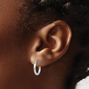 14K White Gold Small Polished Hoop Earrings - 45W