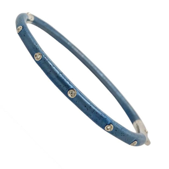 Soho Sterling Silver Blue Enamel Diamond Bangle AB121XSDDBLU