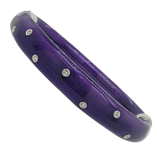 Soho Sterling Silver Purple Enamel Diamond Bangle AB939MDDVIOLETA