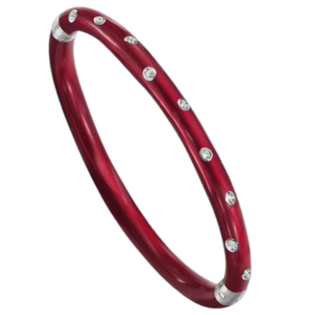 Soho Sterling Silver Red Enamel Diamond Bangle AB121SDDGRANATO