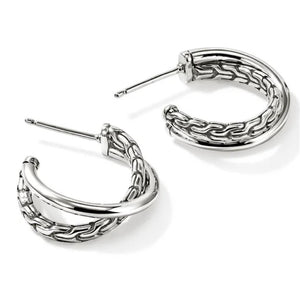 John Hardy Sterling Silver Crossover Hoop Earrings EB98714