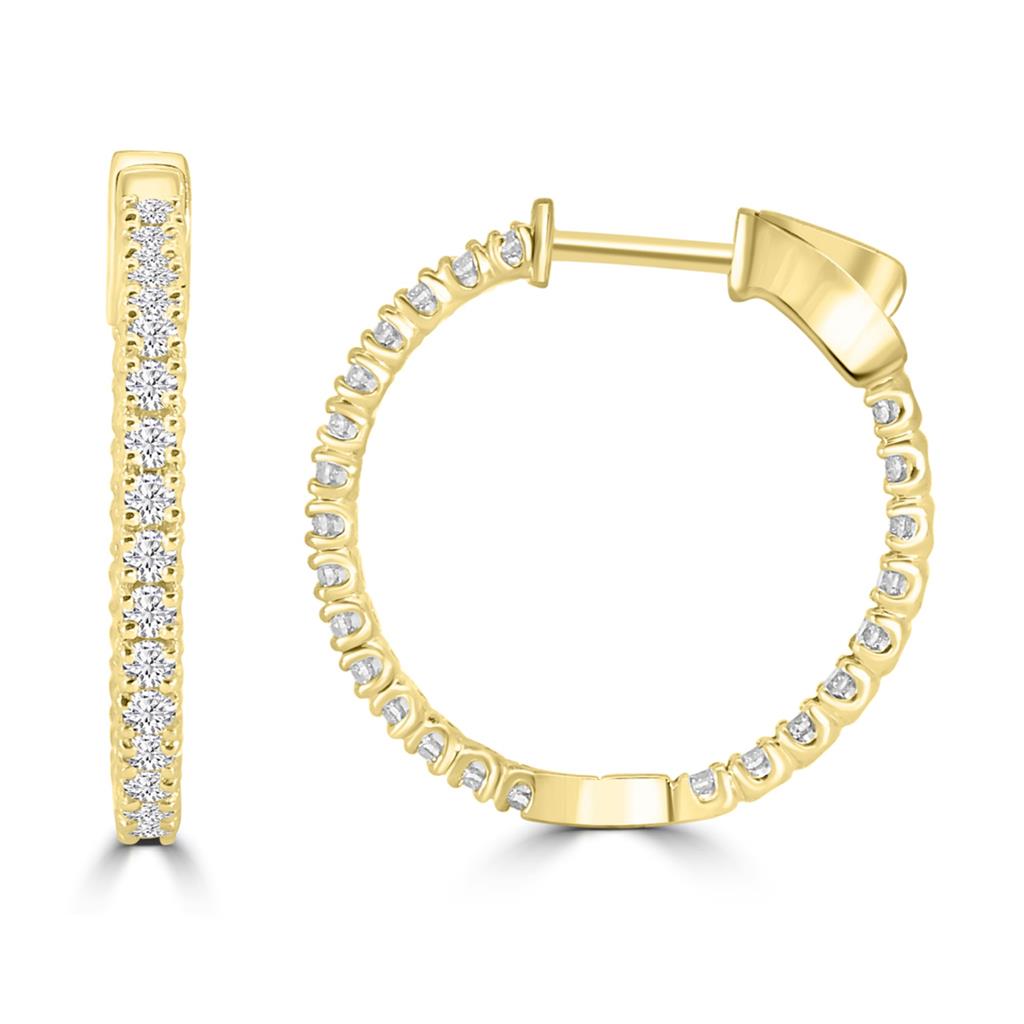 14K Yellow Gold Inside Out Diamond Hoop Earrings M13E2332V0915