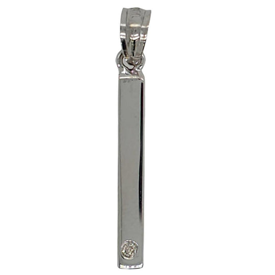 14K White Gold Diamond Accented Bar Pendant 250416