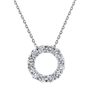 CW Signature 18K White Gold Large Circle Diamond Pendant P0335