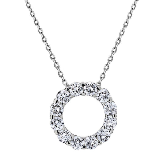 CW Signature 18K White Gold Large Circle Diamond Pendant P0335