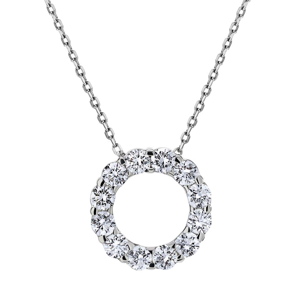 CW Signature 18K White Medium Circle Diamond Pendant P0334