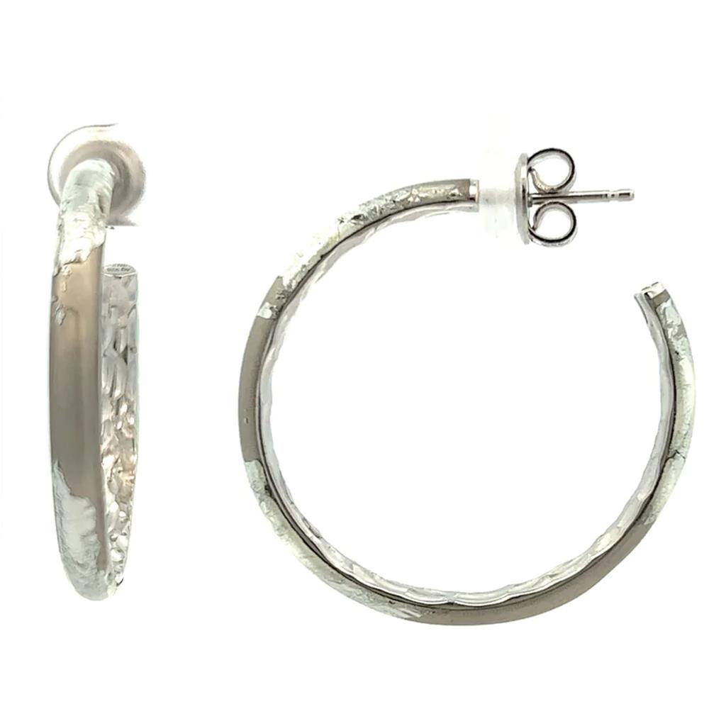 Soho Sterling Silver Grey Foliage Hoops AE006FOLIAGE