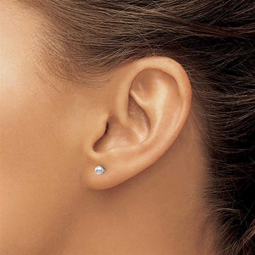14K White Gold 3mm Ball Stud Earrings 20Z