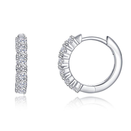 Lafonn Sterling Silver Platinum Plated Alexa Simulated Diamond Huggie Earrings E0646CLP00