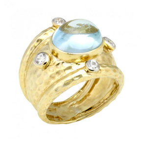 Raymond Mazza Blue Topaz Cabochon Ring RZ6010S