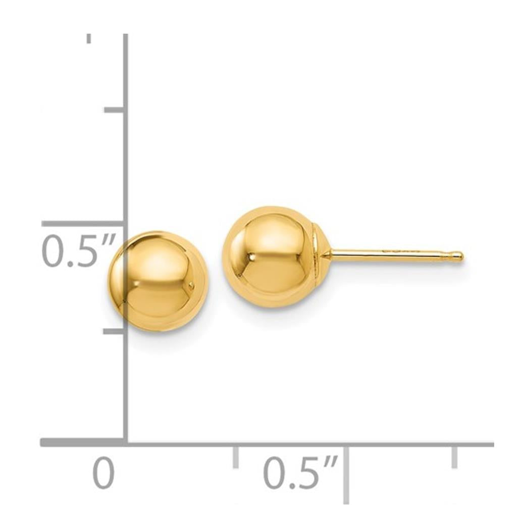 14K Yellow Gold 6mm Ball Stud Earrings 17Z