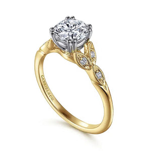 Gabriel & Co 14K Yellow Gold Floral Diamond Engagement Ring ER11721R4M44JJ