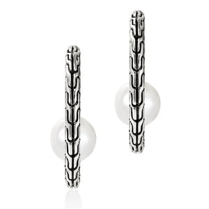 John Hardy Sterling Silver Freshwater Pearl Hoop Earrings EB987271