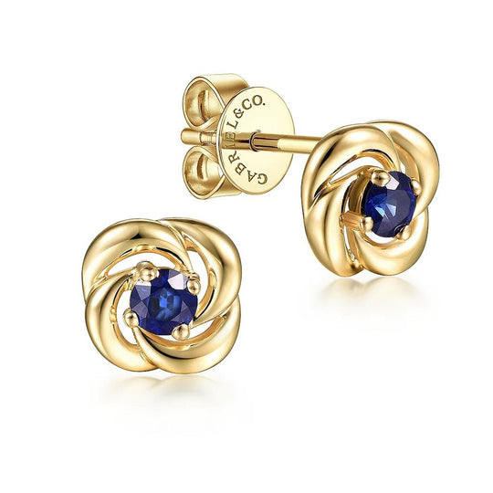 Gabriel & Co 14K Yellow Gold Twisted Blue Sapphire Gaby Studs EG14296Y4JSA