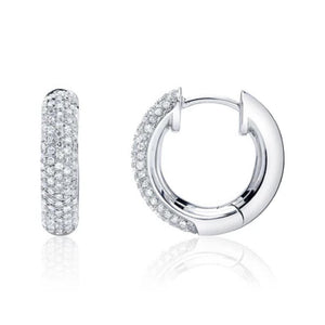 Shy Creation 14K White Gold Pave Diamond Hoop Earrings SC22009383VD0.60