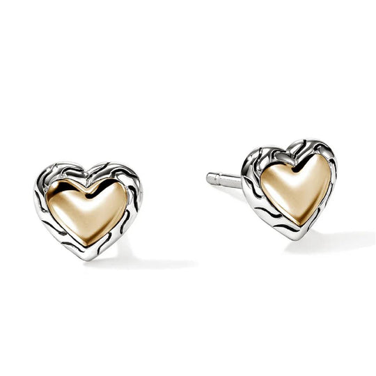 John Hardy 14K Yellow Gold/Sterling Silver Heart Stud Earrings EZZ98967