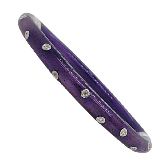 Soho Sterling Silver Purple Enamel Scattered Diamond Bangle AB121SDDVIOLETA