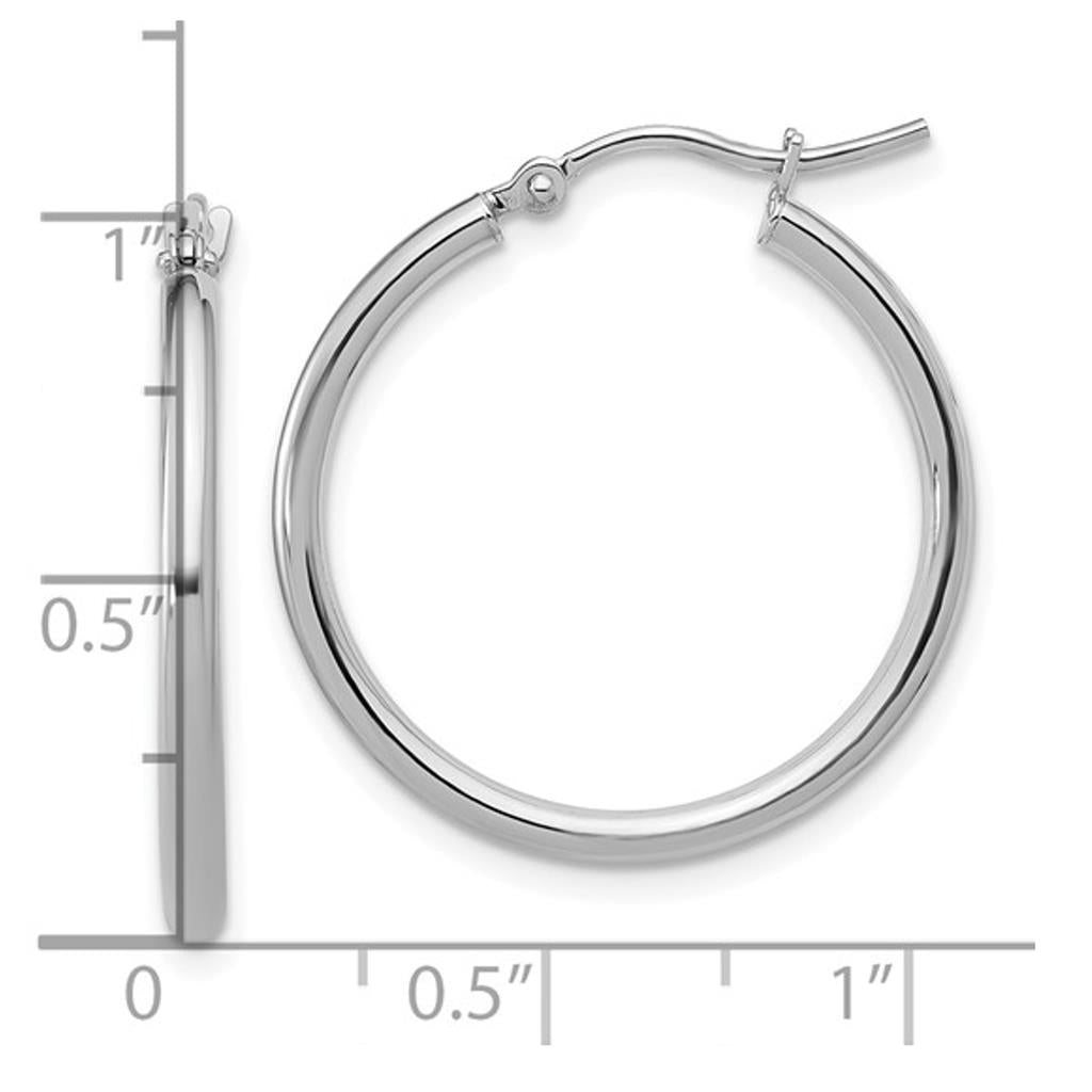 14K White Gold Medium Hoop Earrings 94H
