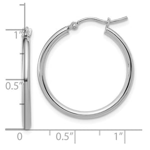 14K White Gold Medium Hoop Earrings 94H