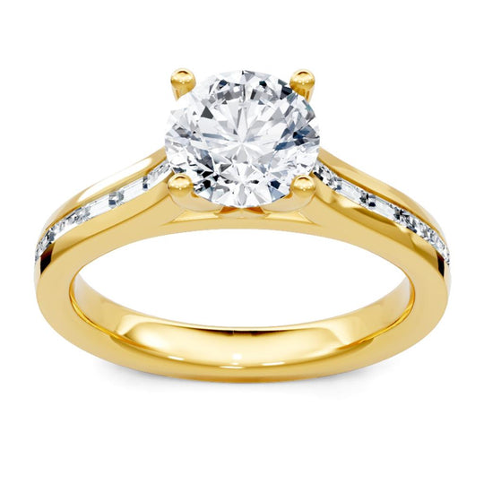 14K Yellow Gold Straight Baguette Diamond Engagement Ring 67216D-4Y-1/5
