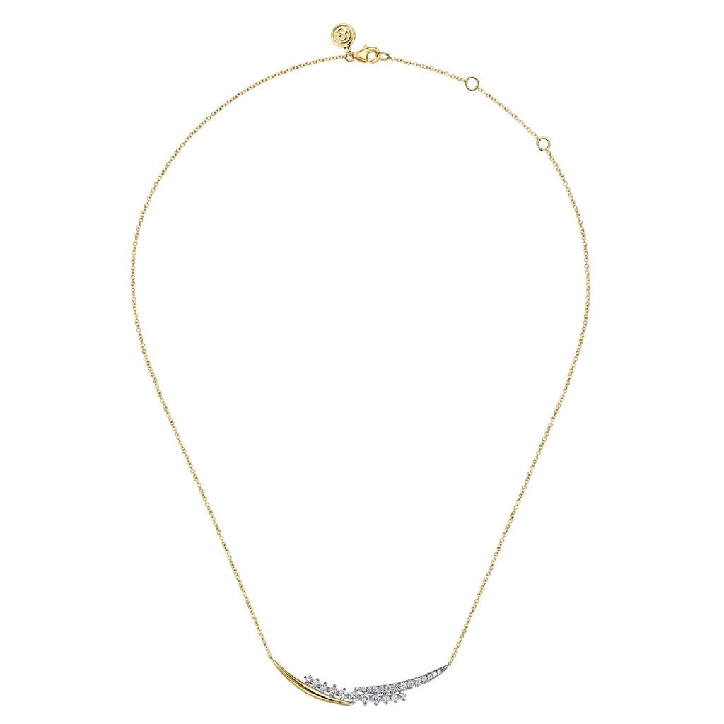 Gabriel & Co 14K Two-Tone Crossover Diamond Bar Necklace NK8040M45JJ