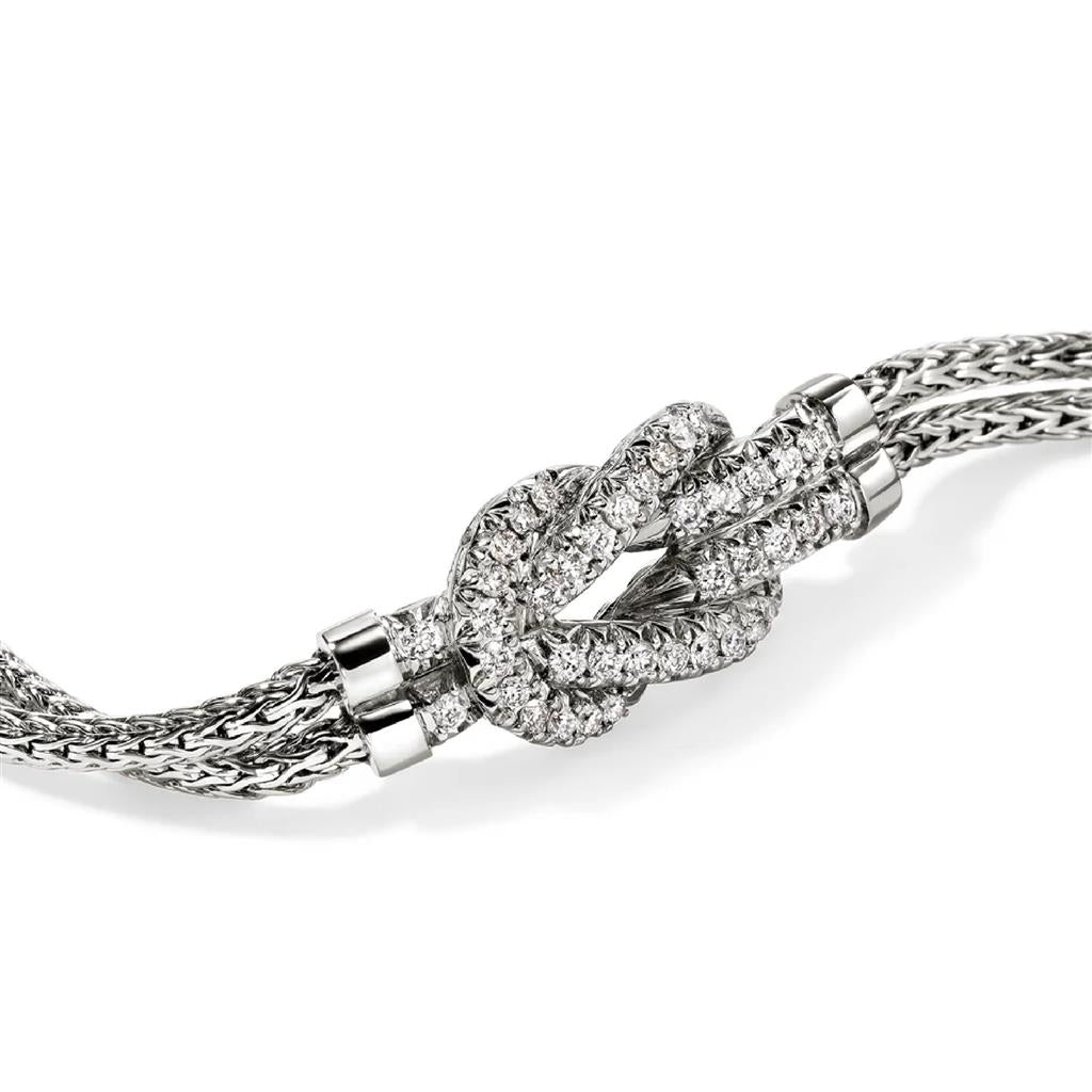 John Hardy Sterling Silver Diamond Love Knot Bracelet BUP9007762DIXUM