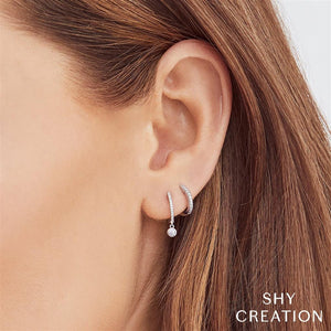 Shy Creation 14K White Gold Diamond Huggie Earrings SC22003982