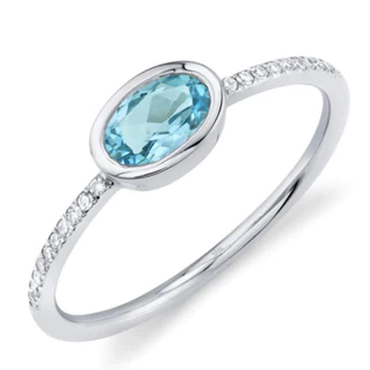 Shy Creation 14K White Gold Diamond Accented Blue Topaz Ring SC55008543
