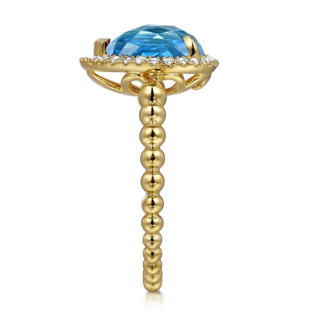 Gabriel & Co 14K Yellow Gold Diamond and Blue Topaz Fashion Ring LR52524Y45BT