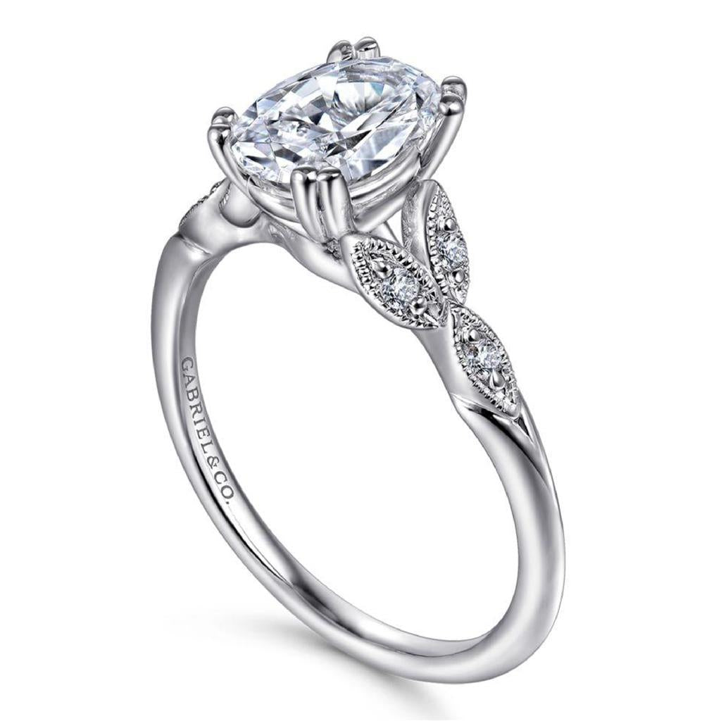 Gabriel 14KW Oval Floral Diamond Ring Mounting ER11721O3W44JJ