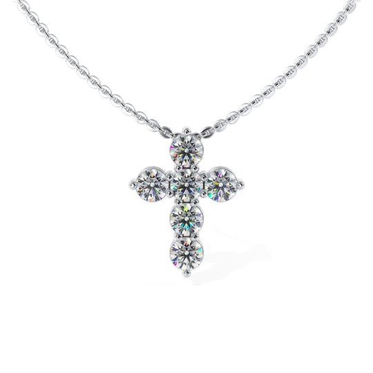 14K White Gold Petite Diamond Cross Necklace SP176-200-W