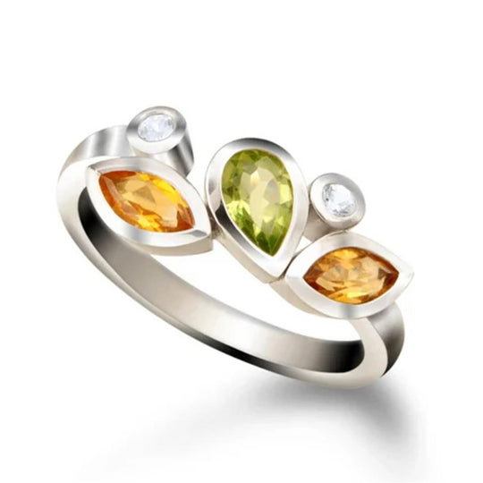 Joryel Vera Sterling Silver Multi Gemstone Fashion Ring R3923CT/PD/WT