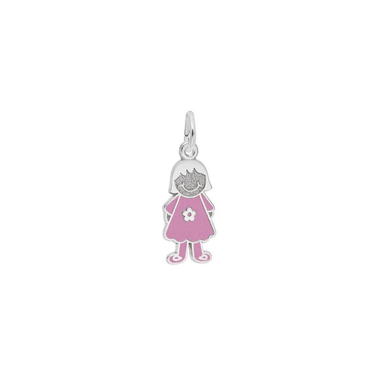 Rembrandt Sterling Silver Painted Girl with Flower Dress Charm 8424
