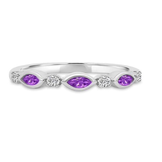 10K White Gold Diamond and Amethyst Ring M13R2343V0910-AM