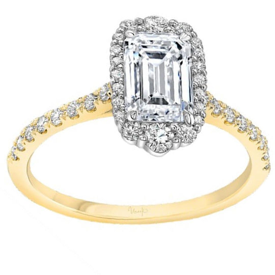 Uneek 14K Yellow and White Gold Emerald Diamond Halo Ring Mounting SWS232DSY-7X5EM